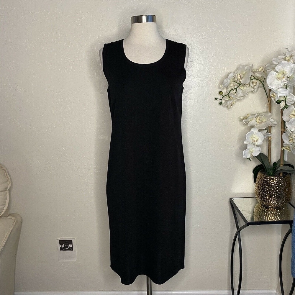 Exclusively Misook Stretchy Acrylic Knit Sleeveless Dress In Black Size Medium